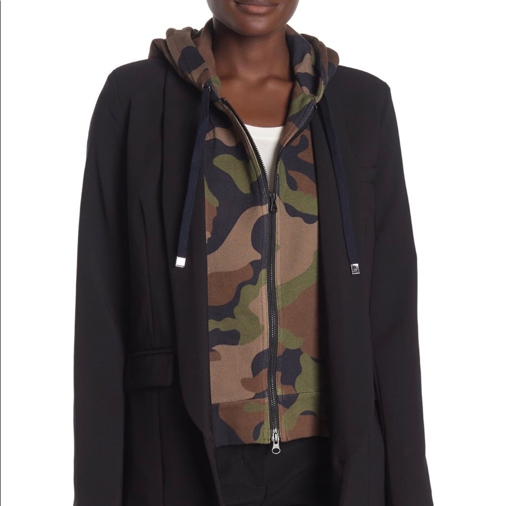 VERONICA BEARD Camo Print Hooded Dickey Insert